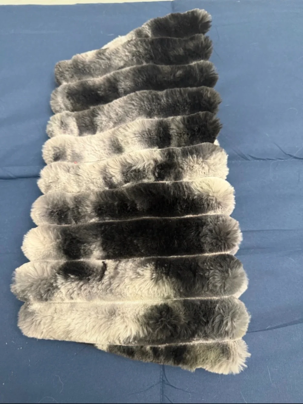 Plush Gray Pom-Pom Faux Fur Scarf by Unknown Brand